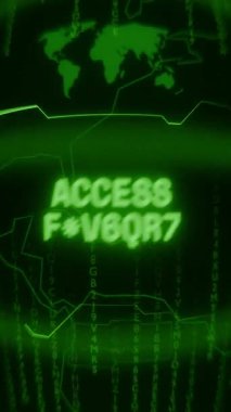 Eski yeşil dikey Retro CRT ekranı metni gösterir ACCESS BLOCKED rastgele hata ve Haking biçimi içinde görünür