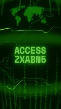 Eski yeşil dikey Retro CRT ekranı metni gösterir ACCESS DENIED rastgele hata ve Haking biçimi içinde görünür