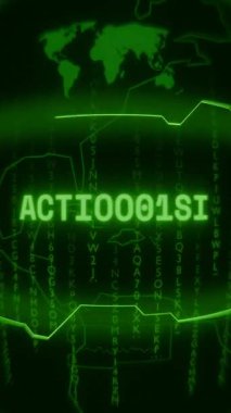 Eski yeşil Dikey Retro CRT ekranı rasgele hata ve Haking biçiminde görünen metni etkinleştirir