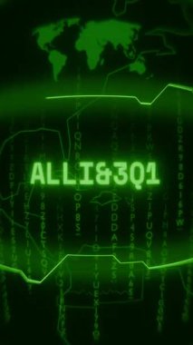 Eski yeşil Dikey Retro CRT ekranı, rastgele hata ve Haking biçiminde görünen metin ALLIANCE 'ını gösterir