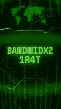 Eski yeşil dikey Retro CRT ekranı BANDWIDTH HIGH metnini gösteriyor Rastgele arıza ve Haking biçimi