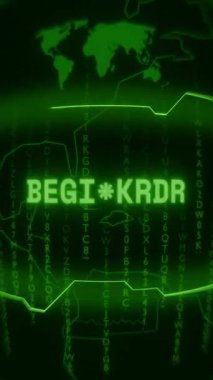 Eski yeşil Dikey Retro CRT ekranı rastgele arıza ve Haking biçimi ile ortaya çıkan metni gösterir