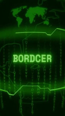 Eski yeşil Dikey Retro CRT ekranı rastgele hata ve Haking biçimi içinde görünen metin BORDERS gösteriliyor