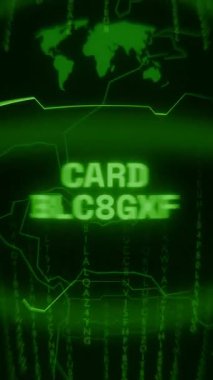 Eski yeşil dikey Retro CRT ekranı rastgele hata ve Haking biçimi içinde görünen metin CARD Bloklama