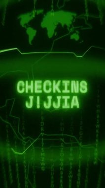 Eski yeşil dikey Retro CRT ekranı, rastgele hata ve Haking tarzında görünen metni gösterir