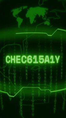 Eski yeşil dikey Retro CRT ekranı CHECKPOINT metnini rastgele hata ve Haking biçiminde gösterir