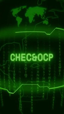 Eski yeşil dikey Retro CRT ekranı CHECKSUM metnini rastgele hata ve Haking biçiminde gösterir