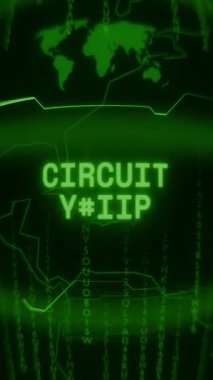 Eski yeşil dikey Retro CRT ekranı CIRCUIT kırığını rastgele arıza ve Haking stilinde gösterir