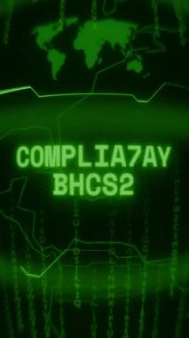 Eski yeşil Dikey Retro CRT ekranı, rastgele hata ve Haking tarzında görünen metin bütünlüğünü gösterir