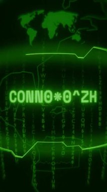 Eski yeşil dikey Retro CRT ekranı rastgele arıza ve Haking biçimi ile görüntülenen metin bağlantısını gösterir