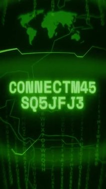 Eski yeşil Dikey Retro CRT ekranı rastgele hata ve Haking biçimi içinde görünen metin CONNECTION BLOCKED 'ini gösterir