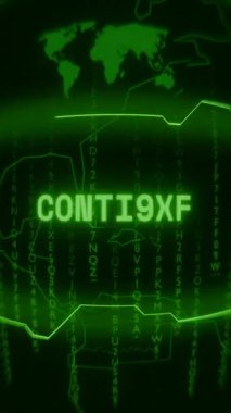 Eski yeşil Dikey Retro CRT ekranı, rastgele hata ve Haking biçiminde görünen metin CONTRACT 'sini gösterir