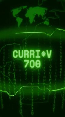 Eski yeşil Dikey Retro CRT ekranı CURRENT düşük metnini rastgele hata ve Haking biçiminde gösterir