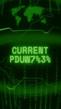 Eski yeşil dikey Retro CRT ekranı CURRENT OVERLOAD metnini rastgele hata ve Haking biçiminde gösterir