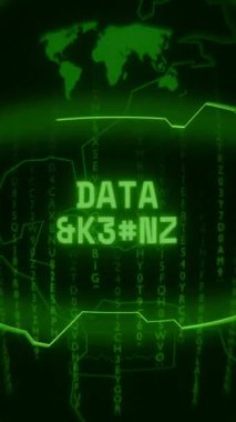 Eski yeşil dikey Retro CRT ekranı DATA 'nın rastgele hata ve Haking biçiminde kilitlendiğini gösteriyor