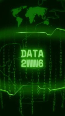 Eski yeşil dikey Retro CRT ekranı DATA Lost metnini rastgele hata ve Haking biçiminde gösterir