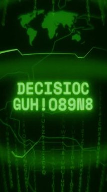 Eski yeşil Dikey Retro CRT ekranı, rastgele hata ve Haking biçimi ile ortaya çıkan metin DEKSİYON CALCULATE 'ı gösterir