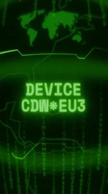 Eski yeşil dikey Retro CRT ekran rastgele hata ve Haking biçimi içinde görünen metin DEVICE zaman aşımını gösterir