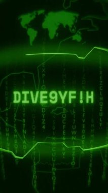 Eski yeşil Dikey Retro CRT ekranı rastgele hata ve Haking biçiminde görünen metin farkını gösterir