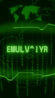 Eski yeşil Dikey Retro CRT ekranı rastgele arıza ve Haking biçimi içinde görünen metni gösterir