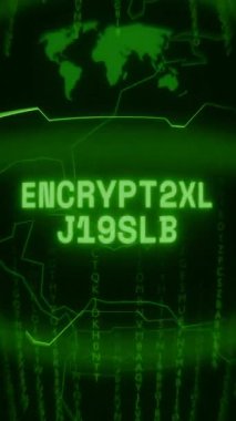Eski yeşil Dikey Retro CRT ekranı metin ENCRYPTION Aktif görünüm rastgele hata ve Haking biçimi