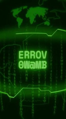 Eski yeşil dikey Retro CRT ekranı, rasgele hata ve Haking biçimi ile ortaya çıkan ERROR denetlemesini gösterir