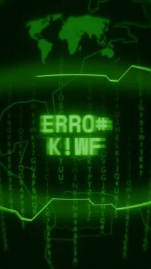 Eski yeşil Dikey Retro CRT ekranı, rastgele hata ve Haking biçiminde görünen ERROR kodunu gösterir