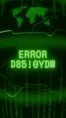 Eski yeşil dikey Retro CRT ekranı, rasgele arıza ve Haking biçiminde görünen ERROR DETECTED metnini gösterir