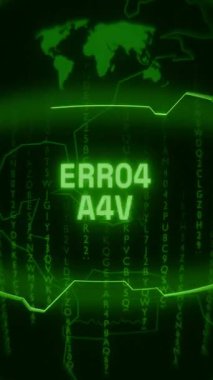 Eski yeşil dikey Retro CRT ekranı, rastgele hata ve Haking biçiminde görünen ERROR günlük kaydını gösterir