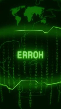 Eski yeşil Dikey Retro CRT ekranı, rastgele hata ve Haking biçimi içinde ERROR metnini gösterir