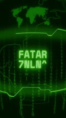 Eski yeşil dikey Retro CRT ekranı FATAL HATOR metnini gösteriyor Rastgele hata ve Haking biçimi