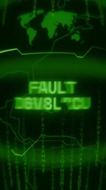 Eski yeşil Dikey Retro CRT ekranı, Rastgele hata ve Haking biçiminde görünen Hatalı DETECTED metnini gösterir