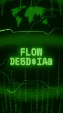 Eski yeşil Dikey Retro CRT ekranı, rasgele arıza ve Haking biçiminde görünen metni gösteriyor