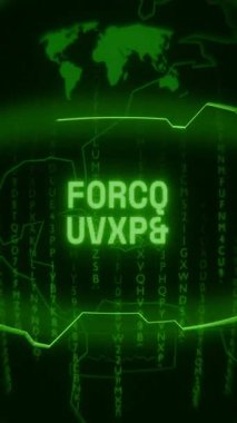 Eski yeşil Dikey Retro CRT ekranı metin kuvvetini gösteriyor Rastgele hata ve Haking biçimi