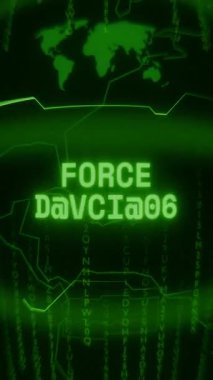 Eski yeşil dikey Retro CRT ekranı metin kuvvetini gösteriyor DOWNLOAD rasgele arıza ve Haking biçimi