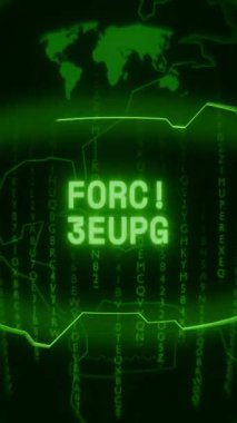 Eski yeşil Dikey Retro CRT ekranı, rastgele hata ve Haking biçiminde görünen metin kuvvet logIN 'ini gösterir