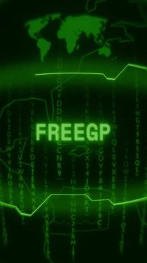 Eski yeşil dikey Retro CRT ekranı rastgele arıza ve Haking biçimi içinde görünen FREEZE metnini gösterir