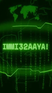 Eski yeşil Dikey Retro CRT ekranı, rastgele hata ve Haking biçiminde görünen metni gösterir