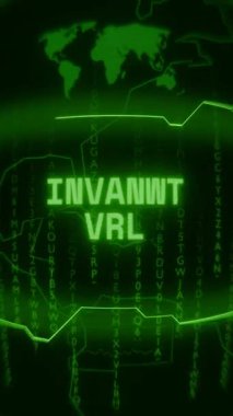 Eski yeşil dikey Retro CRT ekranı INVALID URL metnini rastgele hata ve Haking biçiminde gösterir