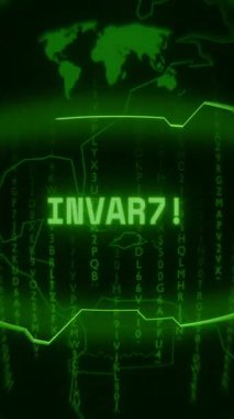 Eski yeşil Dikey Retro CRT ekranı INVALID metnini rastgele hata ve Haking biçiminde gösterir