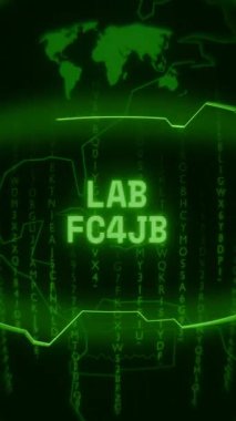 Eski yeşil Dikey Retro CRT ekranı LAB ALERT metnini rastgele hata ve Haking biçiminde gösterir