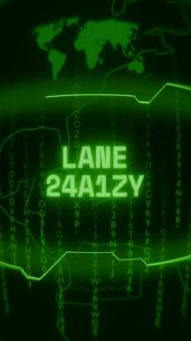 Eski yeşil Dikey Retro CRT ekranı, metin şeridi rastgele arıza ve Haking biçimi ile kapanırken görüntülenir