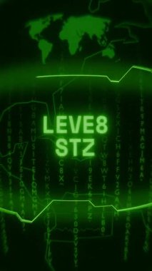 Eski yeşil dikey Retro CRT ekranı LEVEL düşük metni rastgele hata ve Haking biçimi içinde gösterir