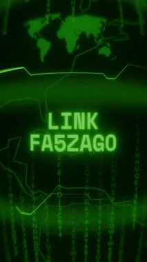 Eski yeşil Dikey Retro CRT ekranı LINK Hatası 'nın rasgele hata ve Haking biçiminde görüntülendiğini gösterir