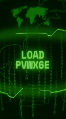 Metin yükünü gösteren eski yeşil dikey Retro CRT ekranı Rastgele hata ve Haking biçiminde başarısız oldu