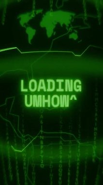 Eski yeşil dikey Retro CRT ekran rastgele arıza ve Haking biçimi ile ortaya çıkan CONFIG 'i gösteren metin yükleme ekranı