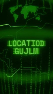 Eski yeşil Dikey Retro CRT ekranı rastgele hata ve Haking biçimi içinde görünen metin konumlandırmasını gösterir