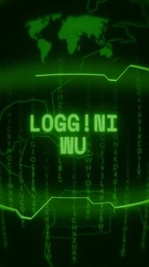 Eski yeşil dikey Retro CRT ekran rastgele hata ve Haking biçimi ile görünürken metin günlüğünü gösterir