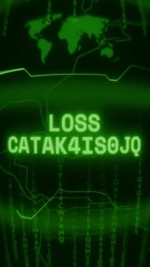 Eski yeşil dikey Retro CRT ekranı, rastgele arıza ve Haking biçiminde görünen metin kayıplarını gösterir