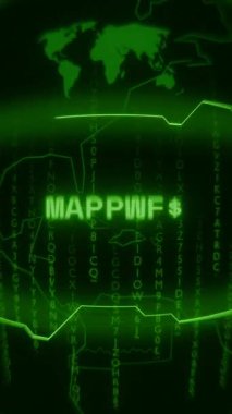 Eski yeşil Dikey Retro CRT ekranı, rastgele hata ve Haking biçiminde görünen MAPPING metnini gösterir